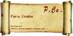 Para Csaba névjegykártya